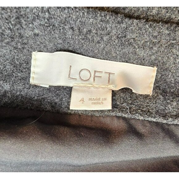 Loft Gray Skirt Wool Blend Floral Embroidered A-Line Gold Zipper Gold 4 JJ3988 - Picture 6 of 8